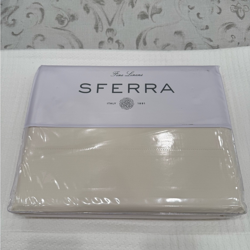 SFERRA LEONARDO PERCALE 4-PIECE KING SHEET SET IN IVORY MADE IN ITALY